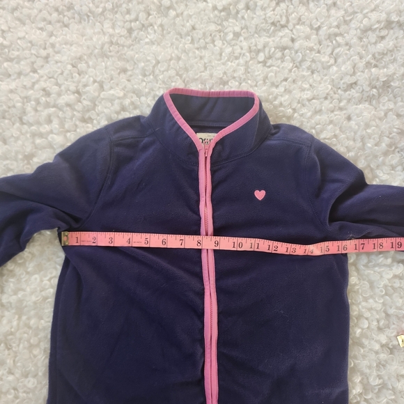 OshKosh B’gosh Navy Fleece Jacket Girls Size 10 Pink Heart Accent Cozy Layer - Picture 5 of 7